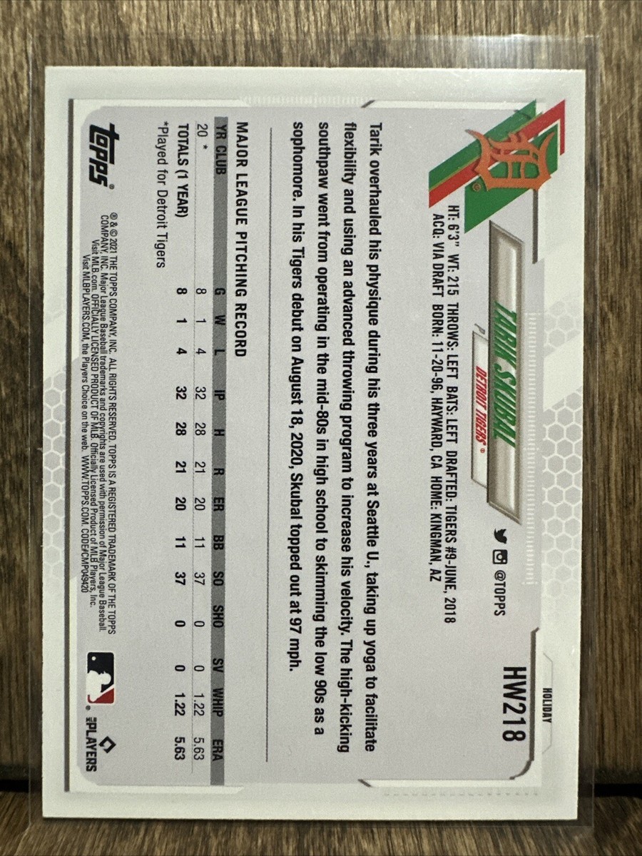 2021 Topps Holiday Tarik Skubal #HW218 BASEBALL Rookie Detroit