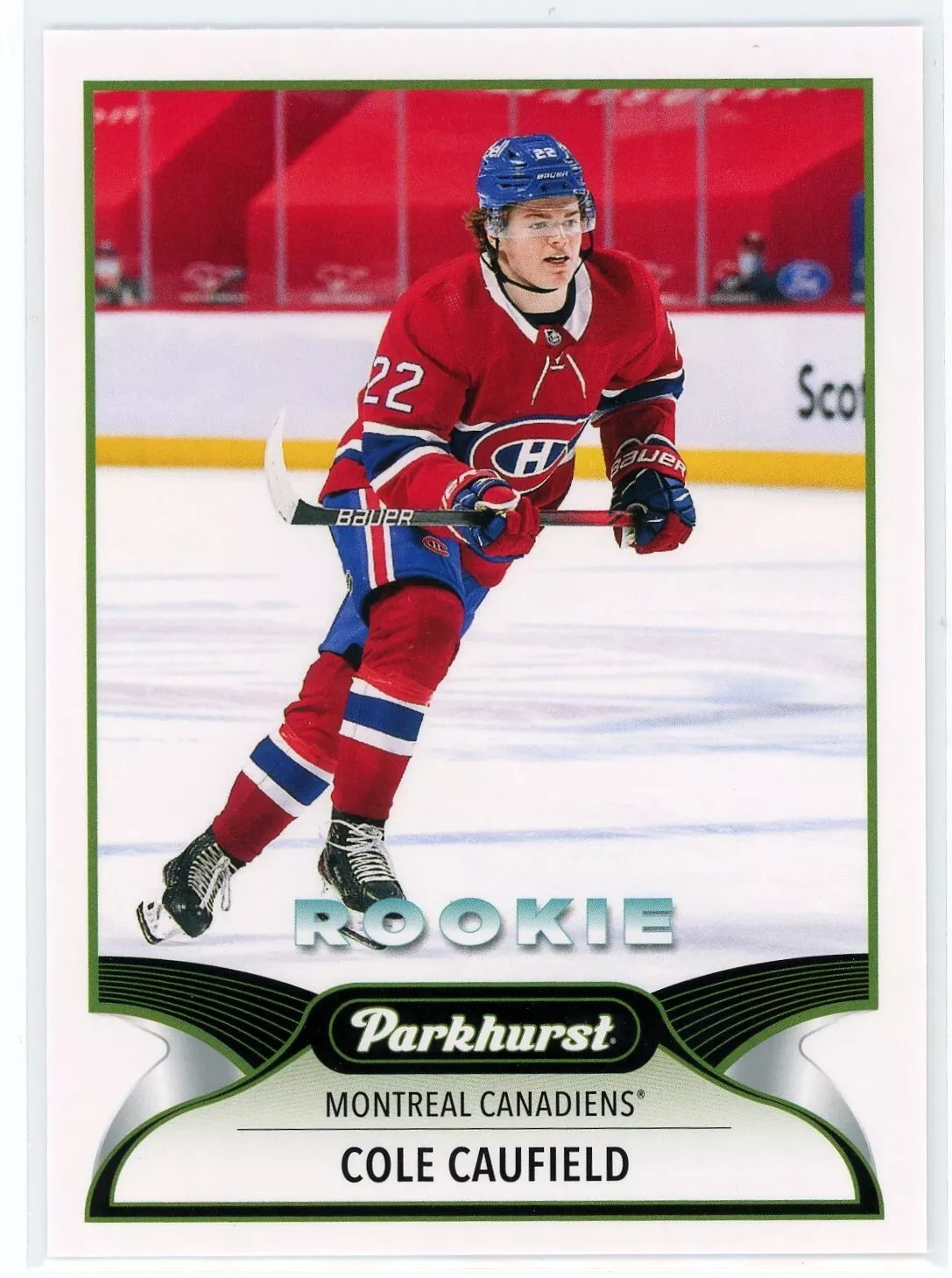 2021-22 Parkhurst Hockey Rookie Cole Caufield #330 Montreal Canadiens RC Card