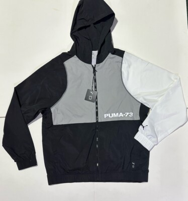 NWT- Puma 624796-02 Men's Winners Circle Hooded Jacket, Size L- Black Grey $80