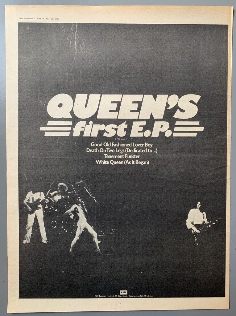 QUEEN 1977 vintage POSTER ADVERT FIRST EP Freddie Mercury