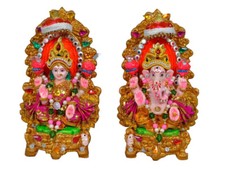 simonart and printing Laxmi Ganesha Pair Idol 20 cm Multicolour 2 Pieces Diwali