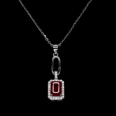 Silber Anhänger Rubin echt natürlich abgebaut Edelstein massiv Sterling mit Kette