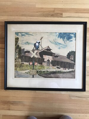 Watercolor Painting Tonawanda Train Station Shirley Landgraf -Price Cut /Was $80