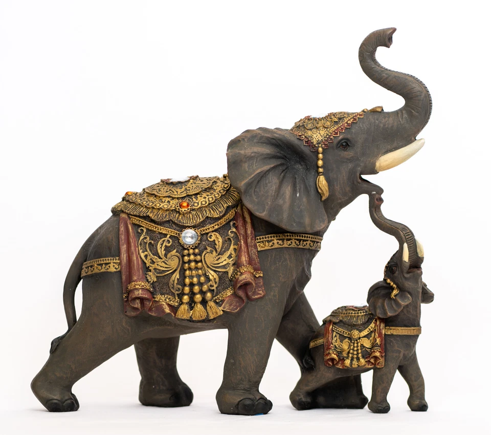 Auspicious Large Thai Buddha Feng Shui Golden Elephant With Trunk up Statue