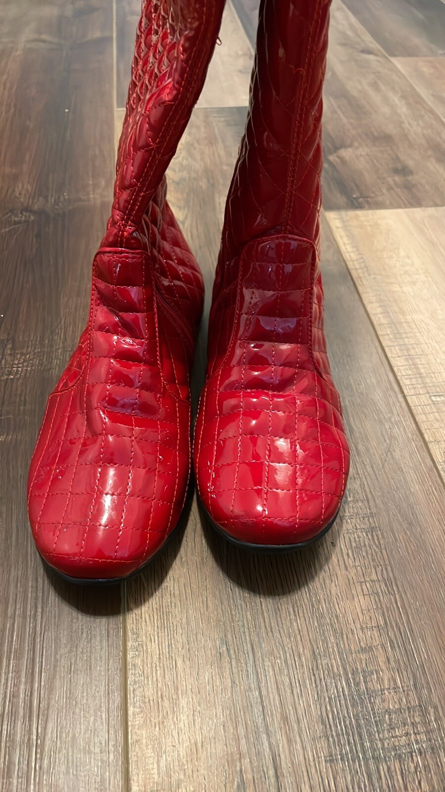 SAOLA STIVALI DONNA 36 5 5 PRIMIGI ALTI ROSSI TRAPUNTATI VERNICE SUOLA GOMMA