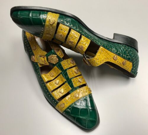 Green and gold mauri alligator mens shoes 15 - Picture 1 of 4