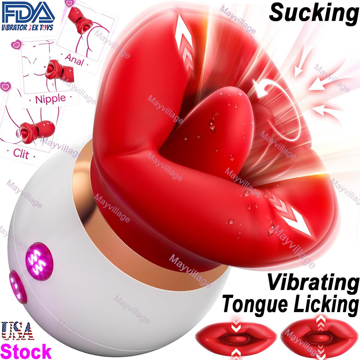 adult toys rose vibrator Rose Vibrator Sex Toy for Women Tongue Licking Sucking Anal Clit Nipple  Massager