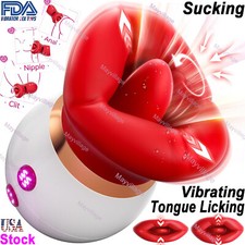 Rose Vibrator Sex Toy for Women Tongue Licking Sucking Anal Clit Nipple Massager
