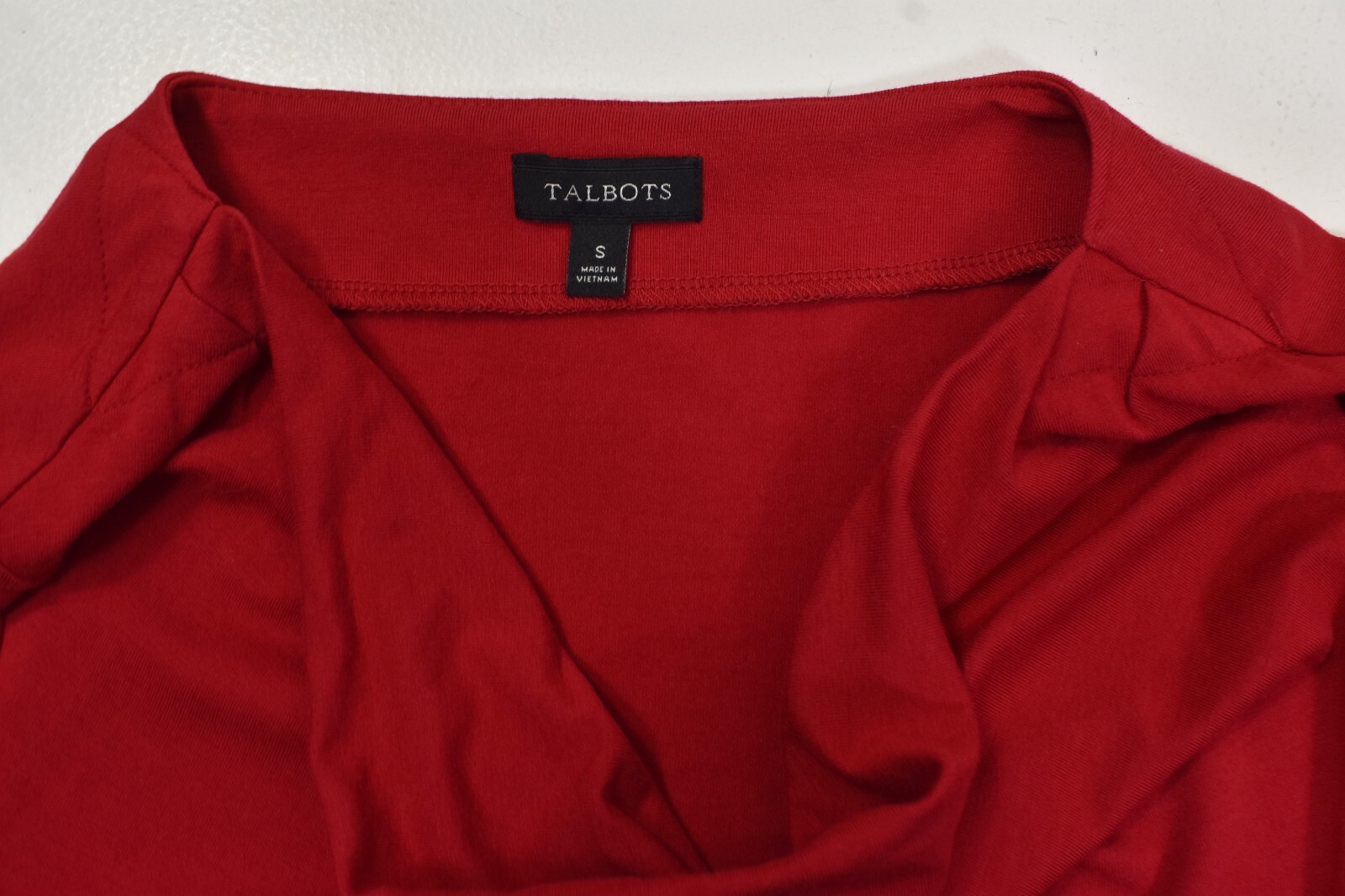 TALBOTS Solid Red Drape-Neck Soft Stretch Jersey … - image 3
