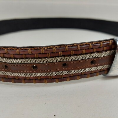Catherine Carson Belt Wms L Western Brown Leather Weave  display picture 1