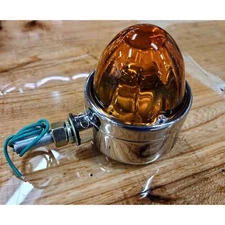 WATERMELON LIGHT AMBER GLASS SINGLE FACE CHROME DIE CAST PEDESTAL LIGHT 78114