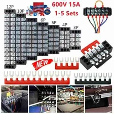 US Dual Row 3-12 Positions 600V 15A Screw Terminal Block Terminal Barrier Strip
