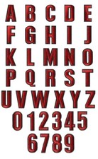 Red Letter Patch Iron or Sew on Alphabet Numbers Embroidered Customise 5cm Tall