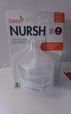 Boon Nursh Baby Bottle Nipples Stage 1 Slow Flow 3 Count Silicone Set