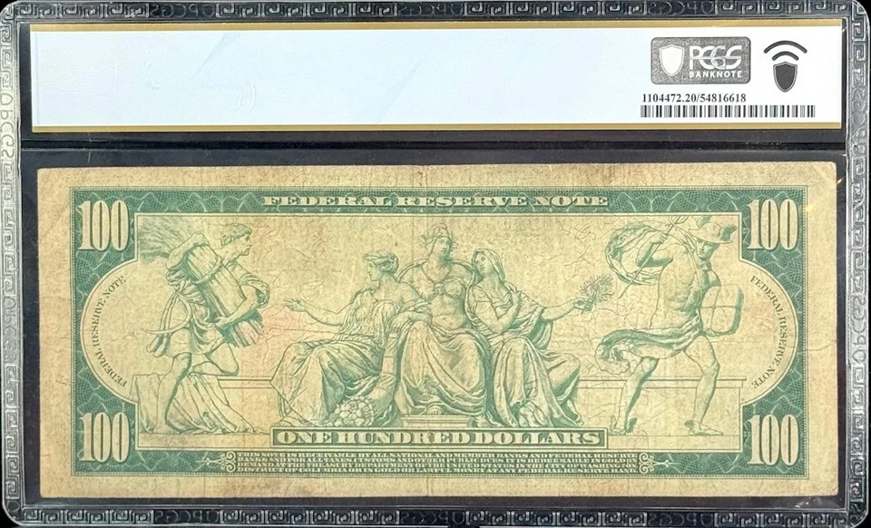 1914 $100 Federal Reserve Note New York Fr.1088 PCGS VF20 Burke / McAdoo - Image 4 of 4