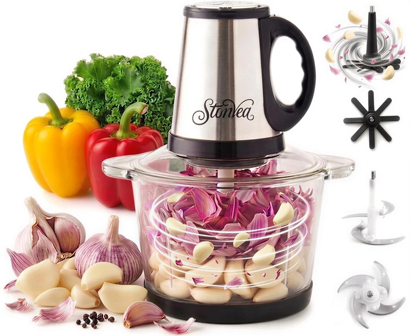 300-watt electric garlic peeler and chopper with a two-litre jar