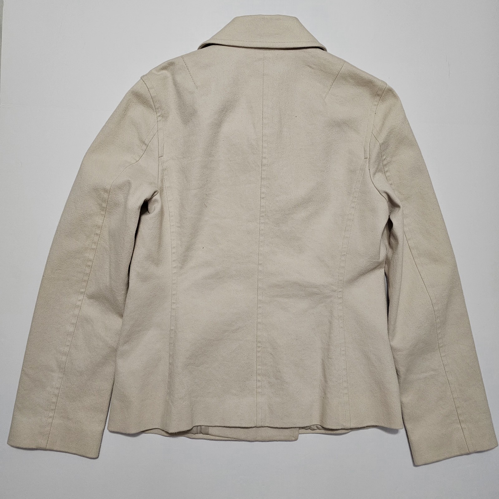 Michel Klein Paris Double Breasted Wool Blend Peacoat Coat Medium Beige