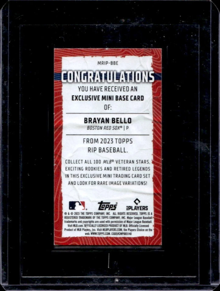 2023 Topps Rip Brayan Bello Mini RC Purple Rookie #19/25 Red Sox - Image 2 of 2