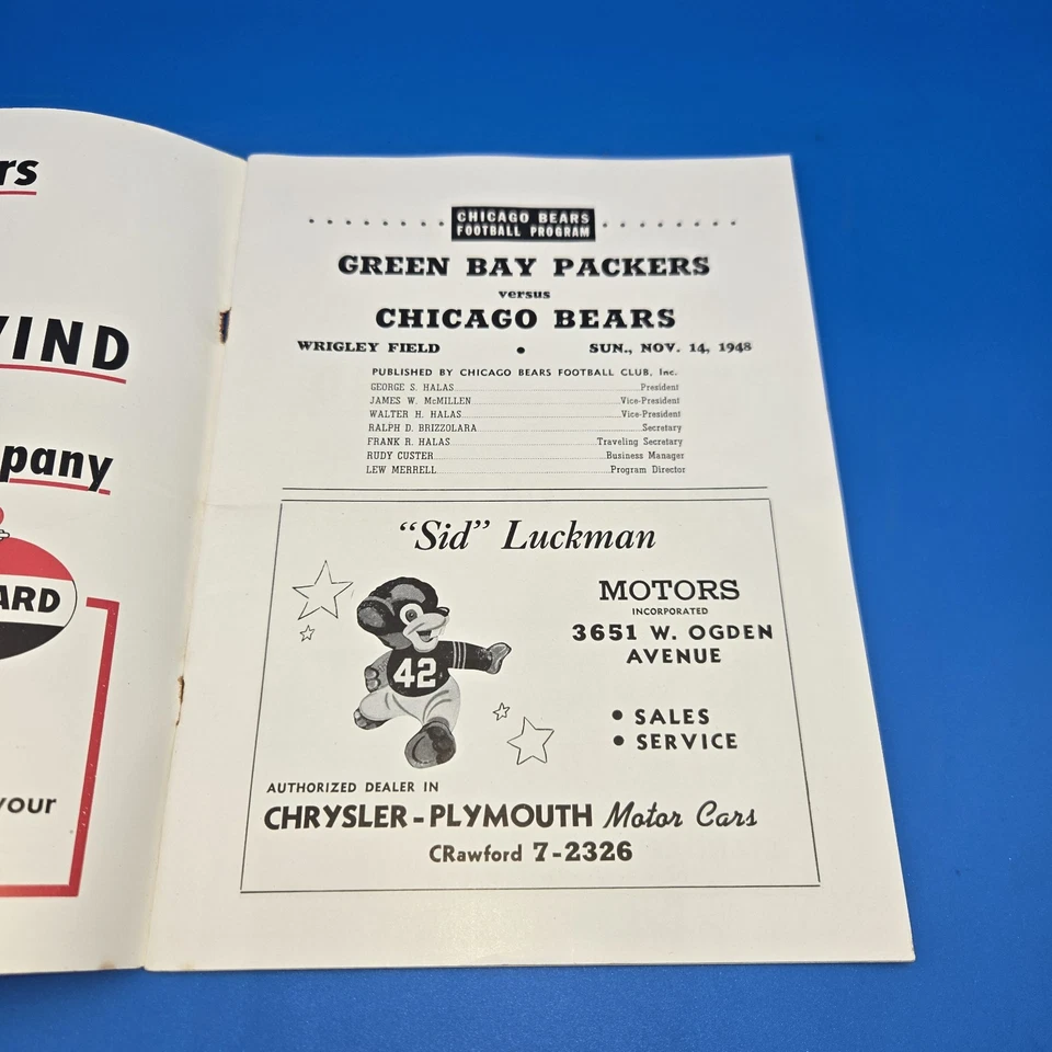 1948 Green Bay Packers vs Chicago Bears NFL football program “JERRY KEEFE”COVER! - Image 3 of 4