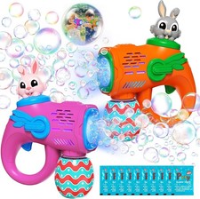 Kids Bubble Gun Toys, 2 Pack Bunny Bubble Blowers with 10 Bubble Solution Refill
