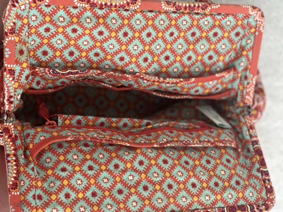 Vera Bradley Paprika Alice Laranja Floral Kiss Lock Bolsa de Ombro Grande - Imagem 3 de 4