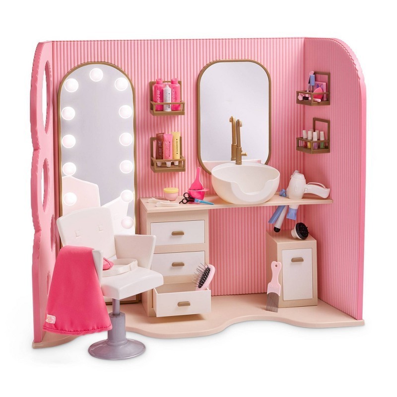 Our Generation Style & Shine Light-Up Hair Salon Playset & A