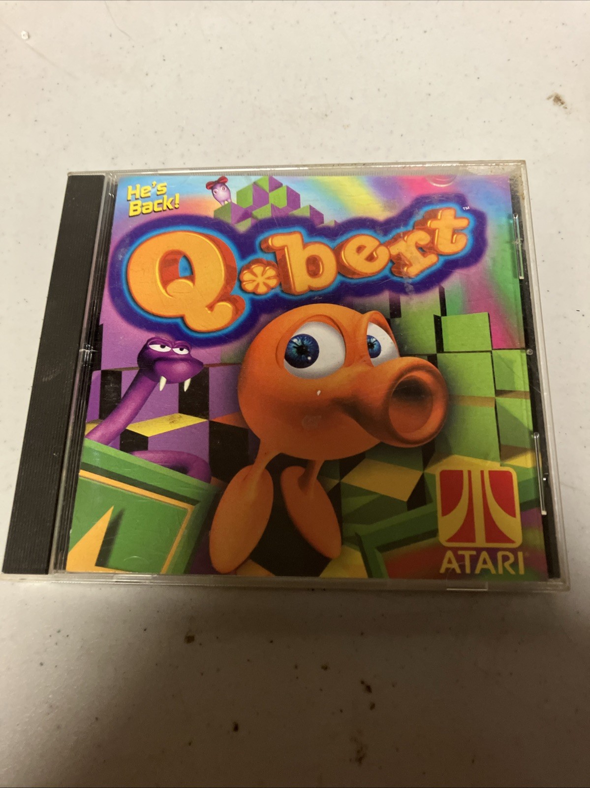 1999 Q*Bert CD Rom Atari PC Video Game Vintage Hasbro 3D Arcade