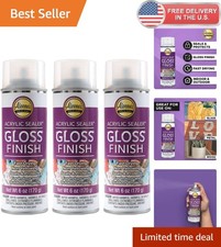 Clear Gloss Acrylic Sealer Spray 6oz 3 Pack - Non Yellowing Indoor Outdoor Use
