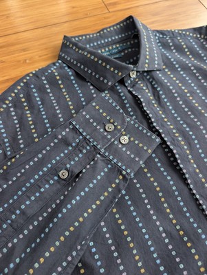 Perry Ellis Portfolio Men s Long Sleeve Blue Slim Fit Shirt Button Down Large