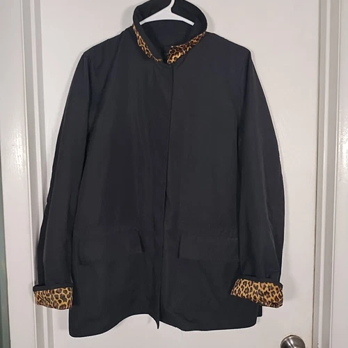 VETEMENTS Dennis Basso QVC Giacca Nera Impermeabile Stampa Animalier Fodera Donna S