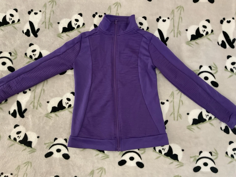 Champion Girl’s Track Jacket Size Large 10-12 Purple Ribbed Texture Collared - Image 2 of 4