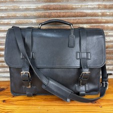 Coach Vintage Black Leather Briefcase Messenger Shoulder Bag - Amazing Condition