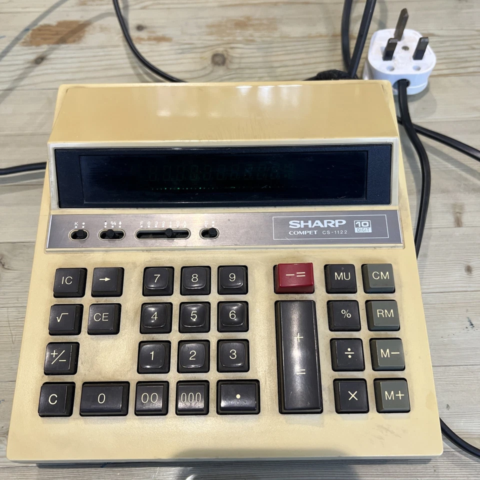 Sharp Electronic Desk Top Calculator Compet CS 1122 Vintage - Image 2 of 4