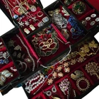 Vintage 1950s heirloom jewelry box FULL HighEnd Antique Jewelry 925,TRI,HOU,HOBE