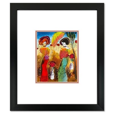 Moshe Leider, Framed Original Mixed Media Watercolor Painting, Hand Signed with