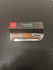 COLUMBIA Stainless Steel wooden handle Axis Lock Pocket Folding Knife