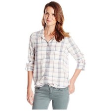 Camisa informal de manga larga con botones a cuadros suave Joie para mujer talla pequeña