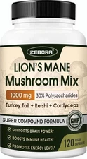 ZEBORA Lions Mane Supplement Capsules - Mushroom Supplement with Lions Mane, - -