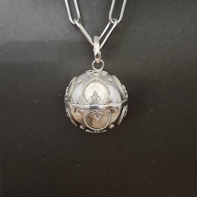 Sterling Silver  Harmony Ball, Mexican Bolas, Angel Caller, ASMR Pendant + Chain