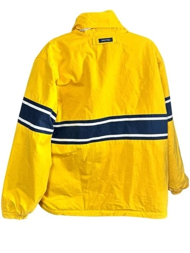 Nautica Vintage 90s Yellow and Navy Reversible Sailing Windbreaker Jacket Size L image 8