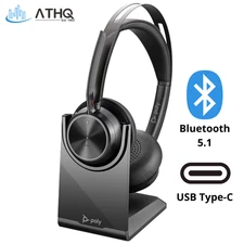 Poly Plantronics Voyager Focus 2 UC Bluetooth Wireless Headset USB-C with Stand