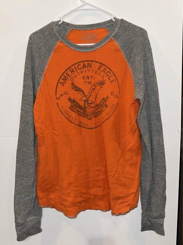 Men’s Medium Heritage American Eagle Thermal Knit Crew Neck Pullover Shirt