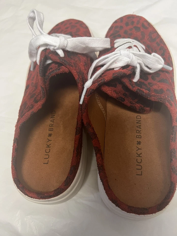 Lucky Brand Talani 女式皮革一脚蹬时尚运动鞋棕褐色 10 码 — 第 3/4 张图片