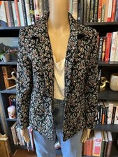 Vintage Black Tapestry Floral Blazer Jacket Sz M Cottagecore