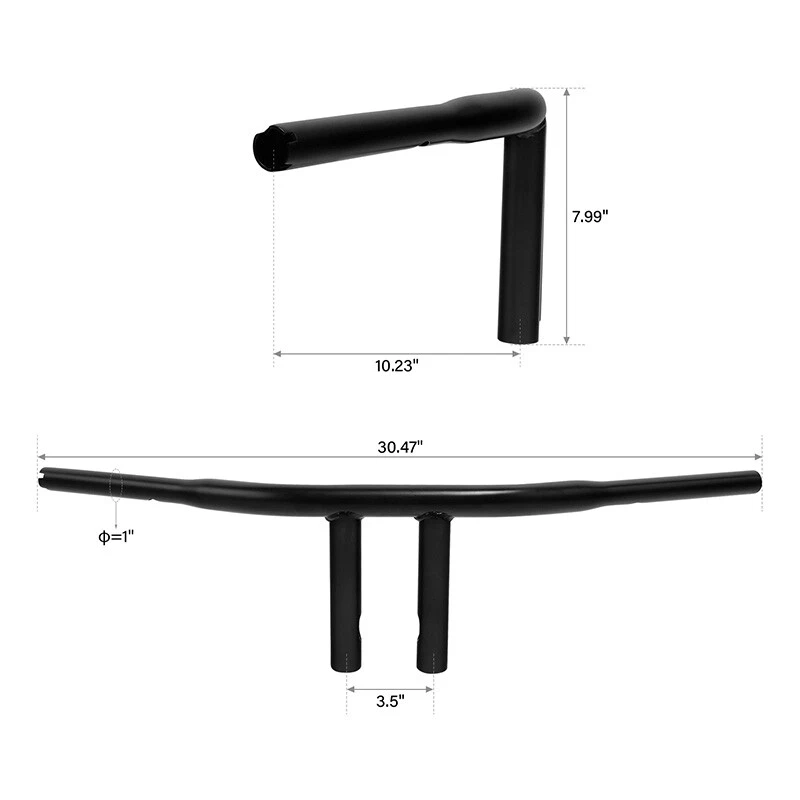 Manillar negro 8" de elevación 1 1/4"" Fat T-Bar apto para Harley Dyna Touring Road King Foto 2 de 4