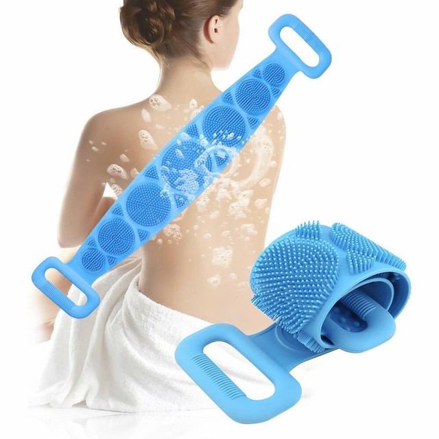 Bath Silicone Body Brush Belt Back Massage Exfoliate Towels Rub Back