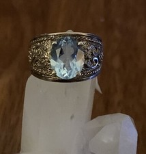 Beautiful Sterling Silver Blue Topaz Ring- Size 6 1/4