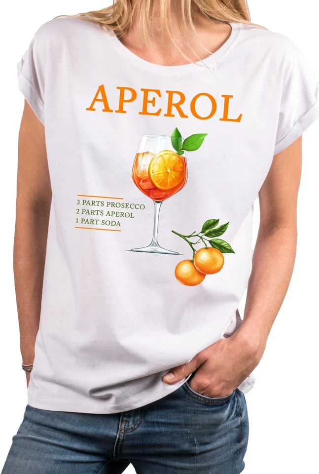 Stylishes Damen T-Shirt mit Aperol Aufdruck – Trendiges Sommer Top Kurzarm Cool - Bild 1 von 1
