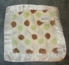 Little Giraffe Blue Green Tan Polka Dot Satin Edge Lovey Square Security Blanket