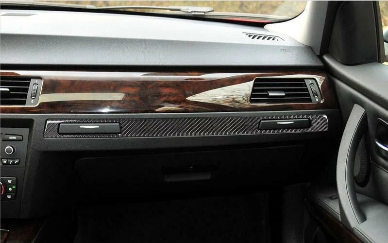 Para BMW 3-Series 2005-12 painel de vinil fibra de carbono acabamento painel tira co-piloto - Imagem 3 de 4